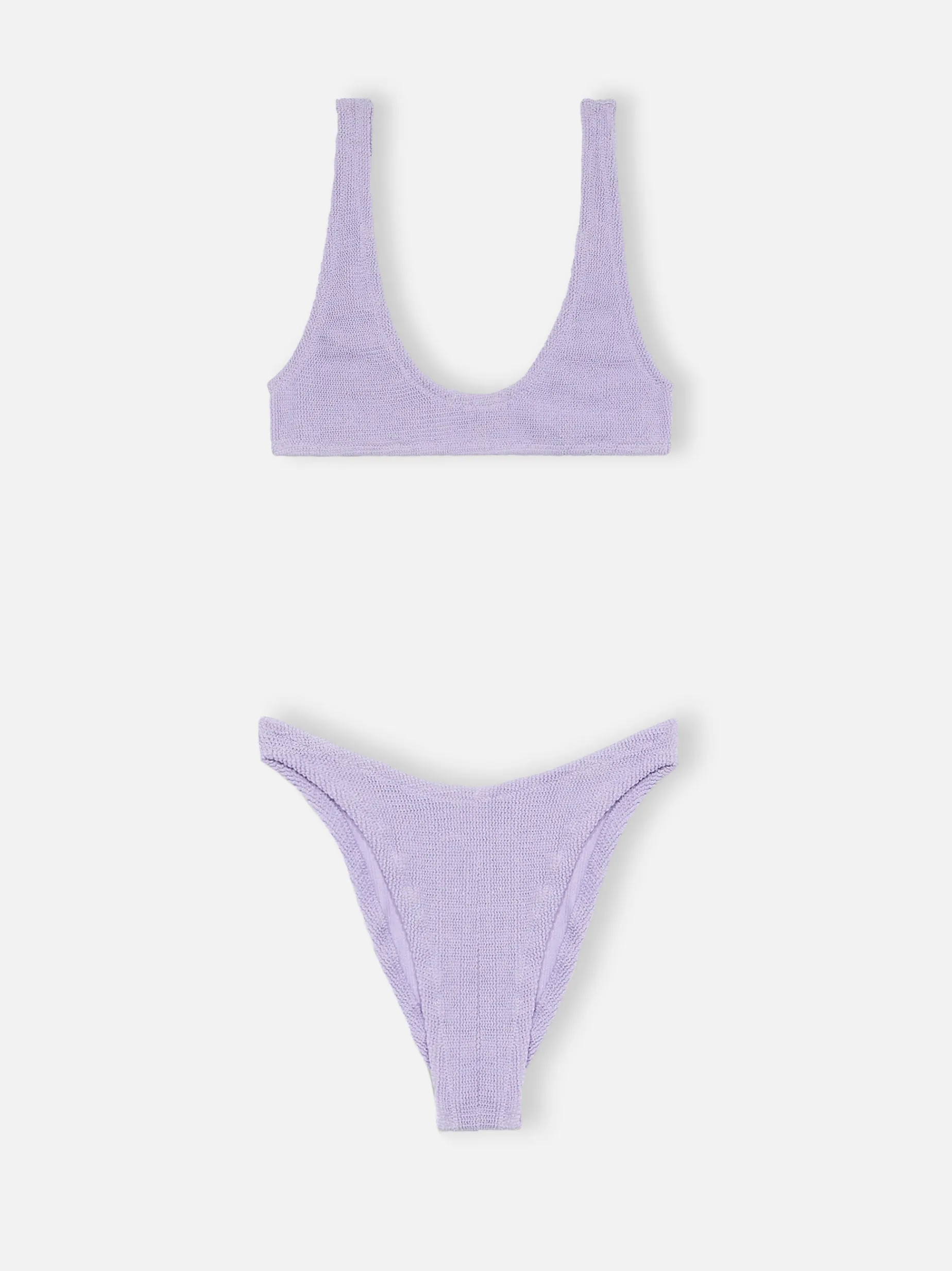 Damen-Bralette-Bikini Pamy Elise aus lilafarbenem Lurex in Crinkle-Optik