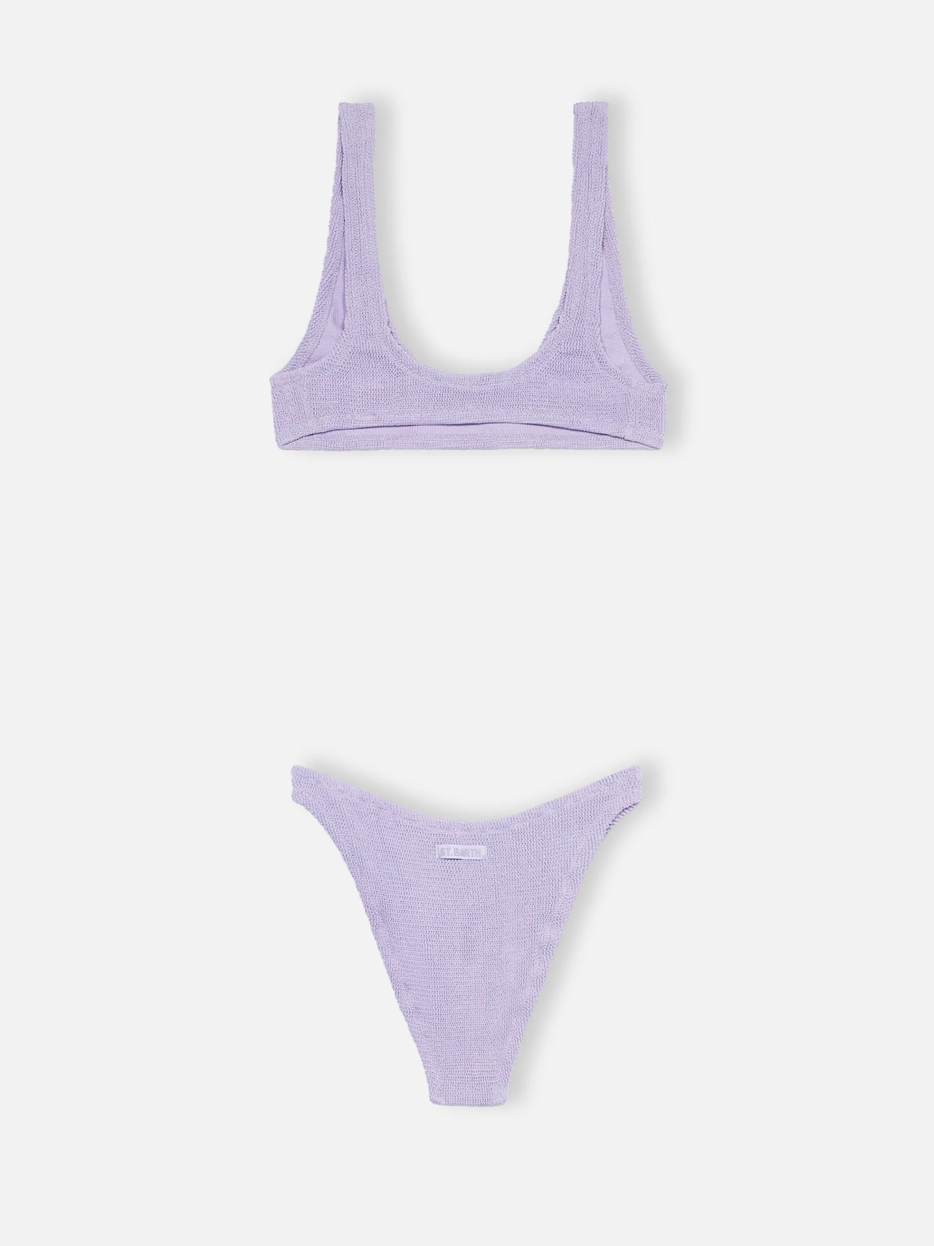 Damen-Bralette-Bikini Pamy Elise aus lilafarbenem Lurex in Crinkle-Optik