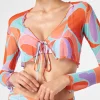 Damen-Cardigan aus Tüll mit Wellenprint