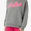 Damen-Fleece-Sweatshirt mit rosa Frottee-Logo
