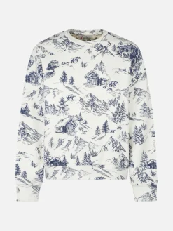 Damen-Fleece-Sweatshirt mit Toile-de-Jouy-Print
