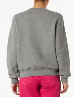 Damen-Fleece-Sweatshirt mit rosa Frottee-Logo
