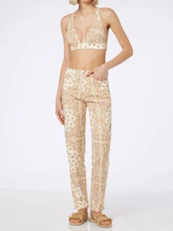 Damen-Jeans-Bandana-Oberteil Eda mit U-Ausschnitt