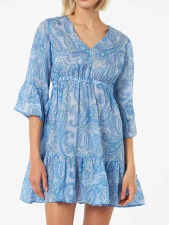 Damen-Leinen-Paisly-Kurzkleid April