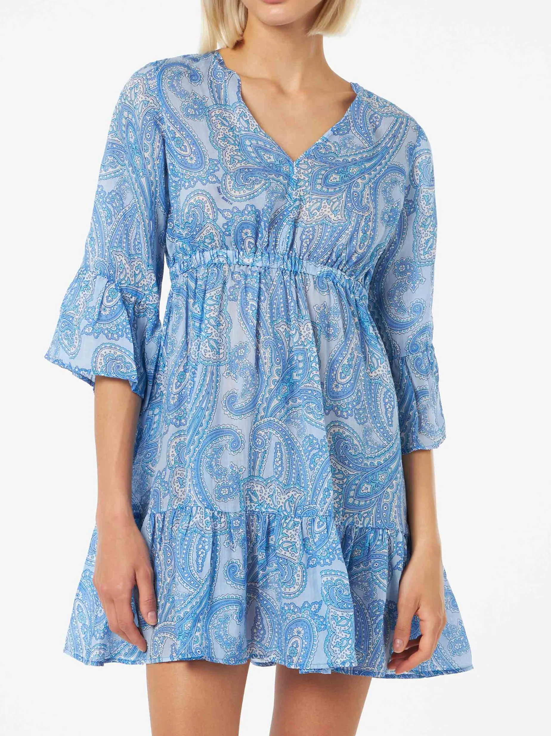 Damen-Leinen-Paisly-Kurzkleid April