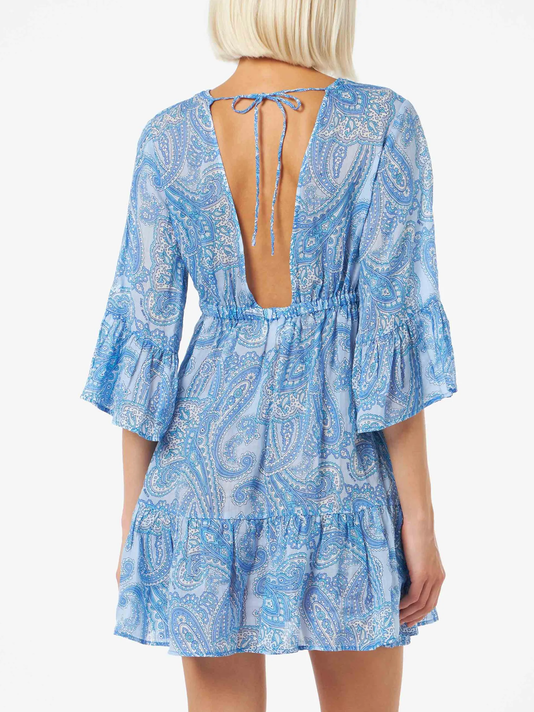 Damen-Leinen-Paisly-Kurzkleid April