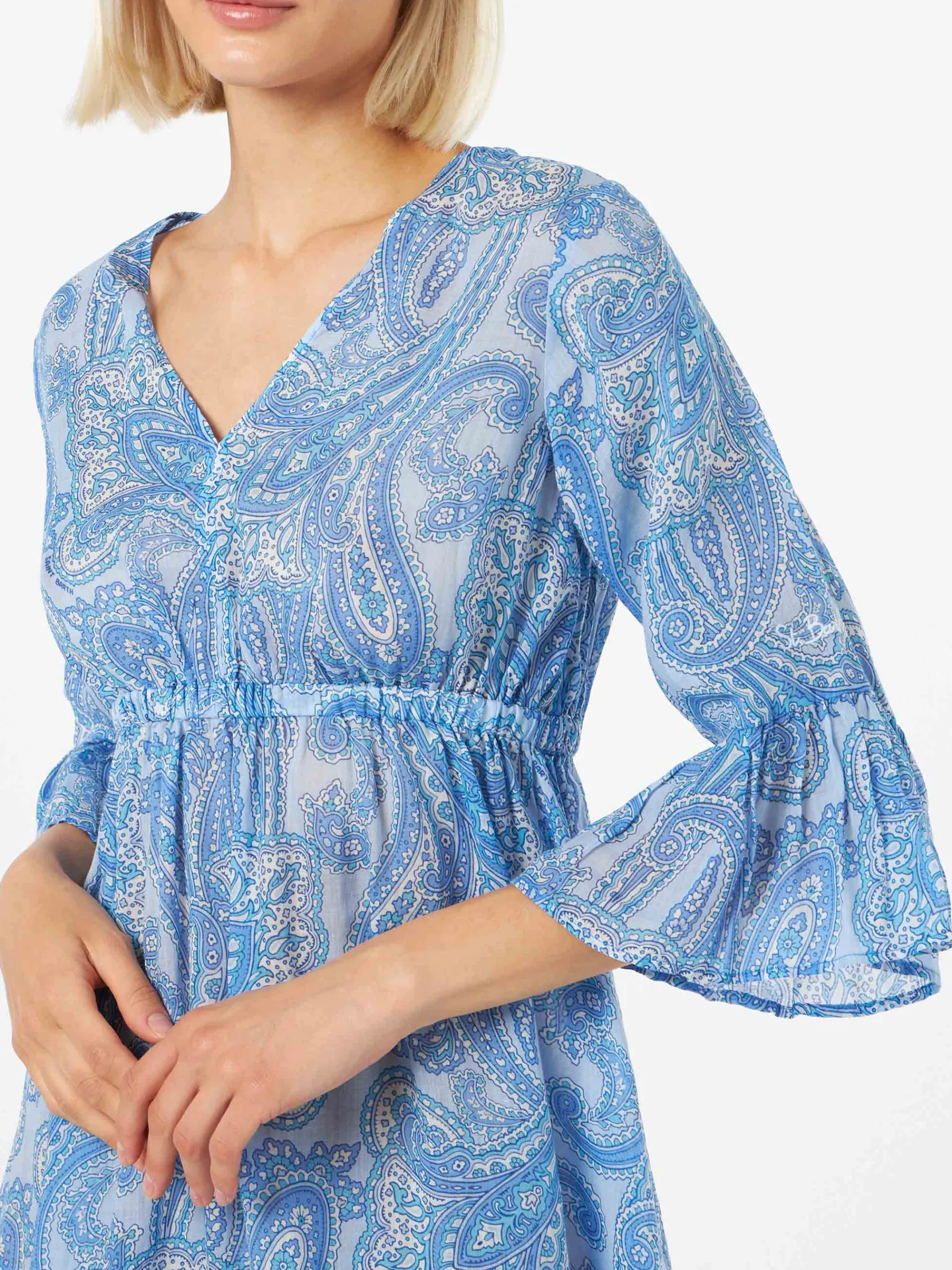 Damen-Leinen-Paisly-Kurzkleid April