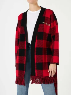 Damenmantel mit Gürtel und St. Barth-Stickerei
