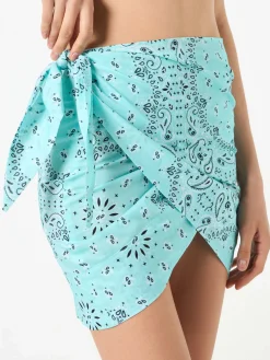 Damen-Minirock-Pareo aus Baumwolle Angie mit Bandanna-Print