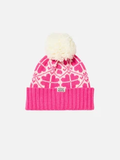 Damenmütze in Neonrosa mit Muster