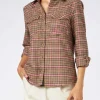 Damen-Overshirt mit Pied-de-Poule-Print