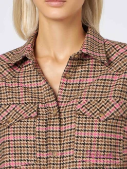 Damen-Overshirt mit Pied-de-Poule-Print