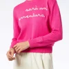 Damen-Pullover in Fluo-Rosa mit Rundhalsausschnitt und Stickerei „Non Sarà un'Avventura“ | NIKI DJ SONDEREDITION
