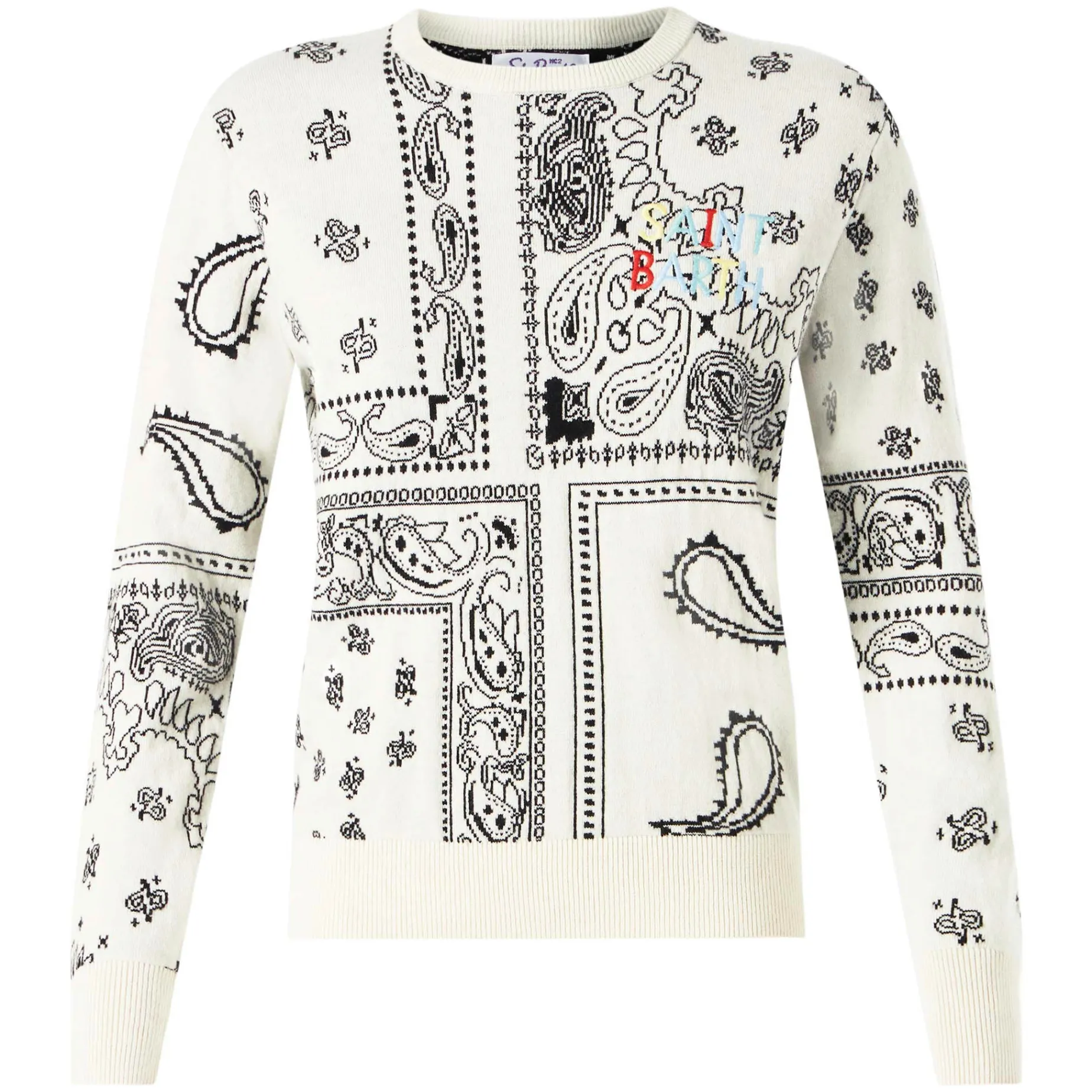 Damenpullover mit aufgesticktem Bandana-Print