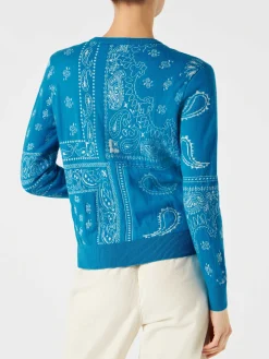 Damenpullover mit Bandana-Print und Saint-Barth-Stickerei