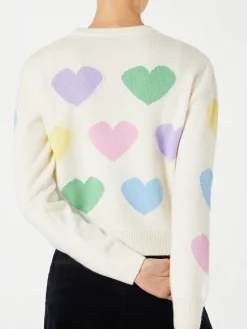 Damenpullover mit Herzaufdruck und „I'm in Love“-Stickerei