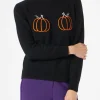 Damenpullover mit Kürbisstickerei