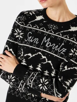 Damenpullover mit norwegischem Aufdruck und Sonnen-Moritz-Stickerei