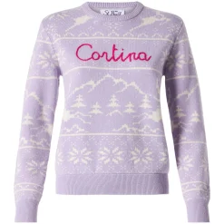 Damenpullover mit norwegischem Aufdruck und Cortina-Stickerei