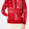 Damenpullover mit rotem Bandana-Print