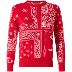 Damenpullover mit rotem Bandana-Print