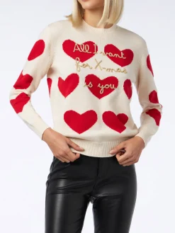 Damenpullover mit Rundhalsausschnitt und „All I Want for Xmas is You“-Stickerei