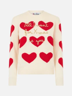 Damenpullover mit Rundhalsausschnitt und „All I Want for Xmas is You“-Stickerei