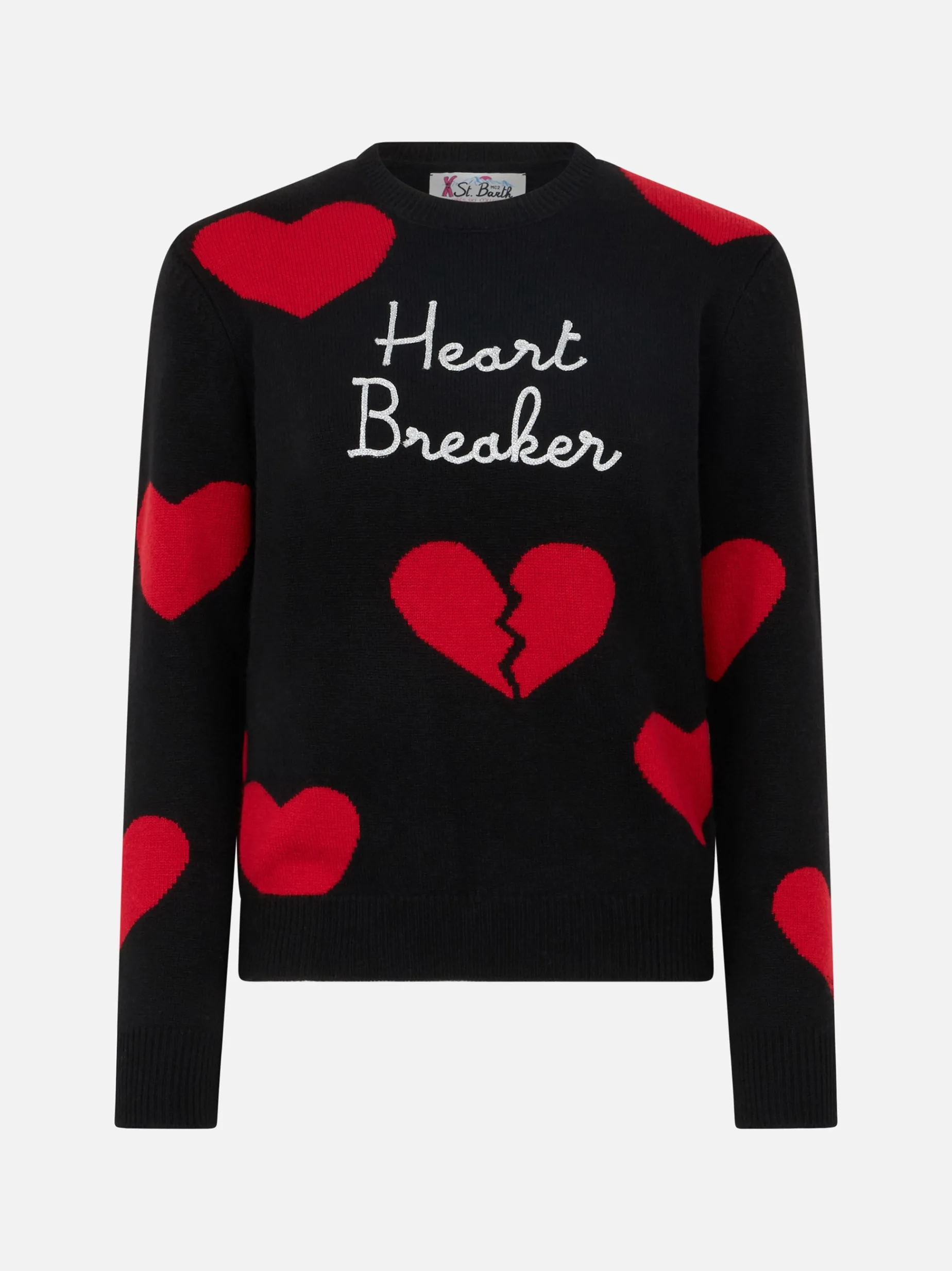 Damenpullover mit Rundhalsausschnitt und „Heart Breaker“-Stickerei