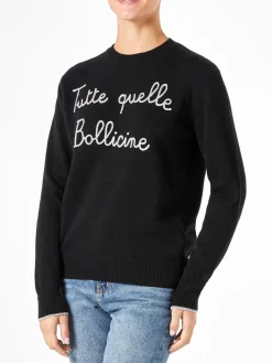 Damenpullover mit „Tutte quelle bollicine“-Stickerei