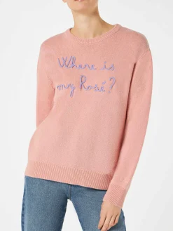 Damenpullover mit Wo ist mein Rosé? Stickerei