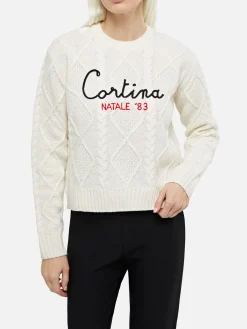 Damen-Rundhalspullover mit Zopfmuster Malmo mit Cortina Natale '83 | VACANZE DI NATALE '83