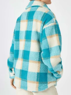 Damen-Sherpa-Overshirt mit Schottenmuster