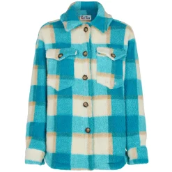 Damen-Sherpa-Overshirt mit Schottenmuster