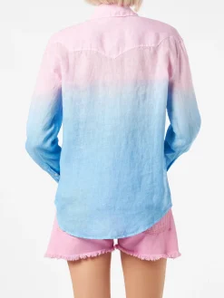 Damenshirt mit rosa und blauen Farbverläufen