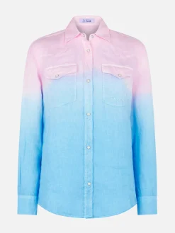 Damenshirt mit rosa und blauen Farbverläufen