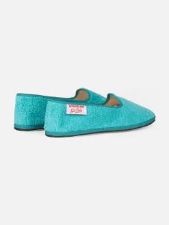Damen-Slipper aus Frottee in Aquamarinblau | MY CHALOM SPECIAL EDITION