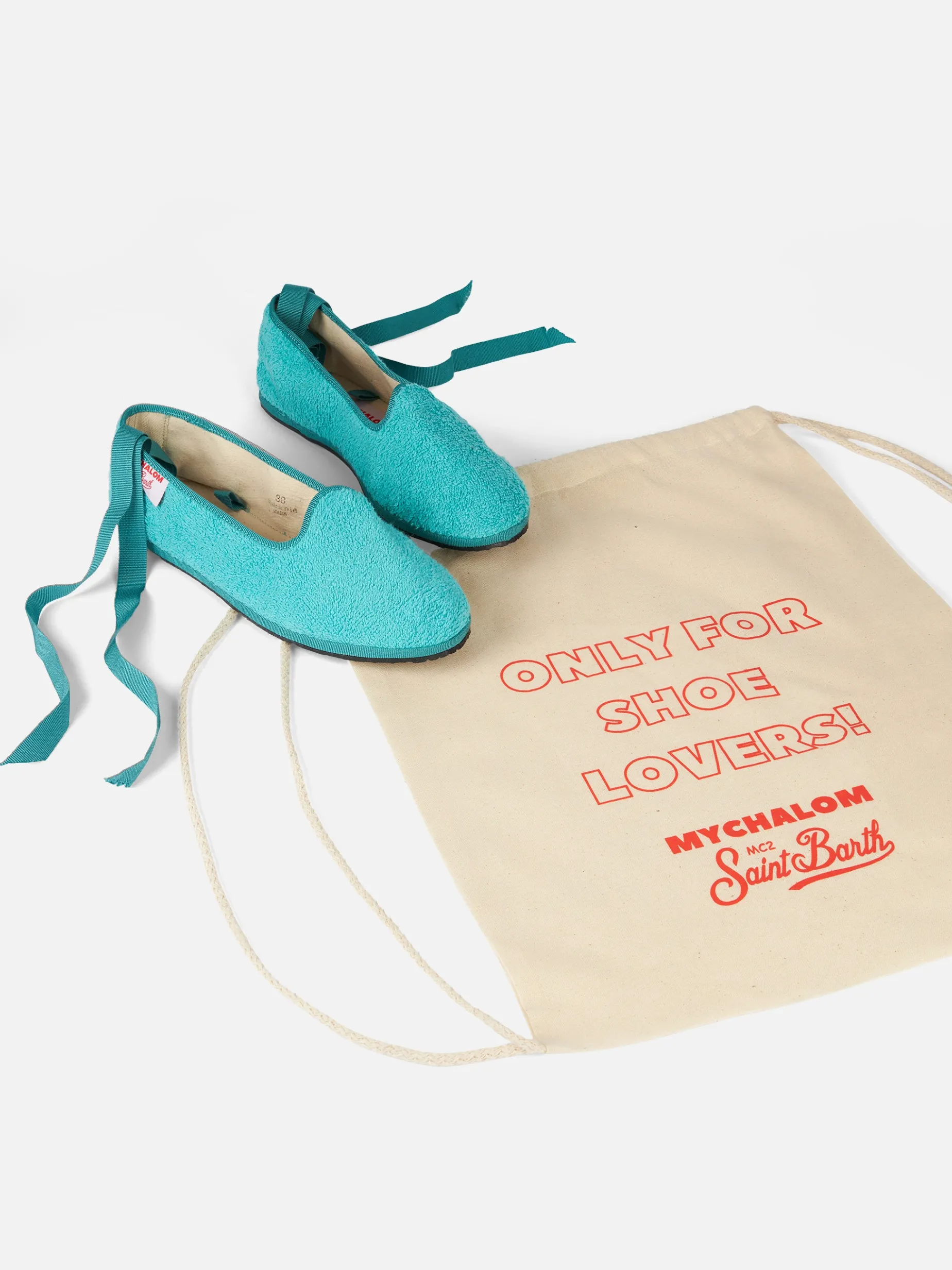 Damen-Slipper aus Frottee in Aquamarinblau | MY CHALOM SPECIAL EDITION