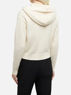 Damen-Strickkapuzenpullover in Off-White