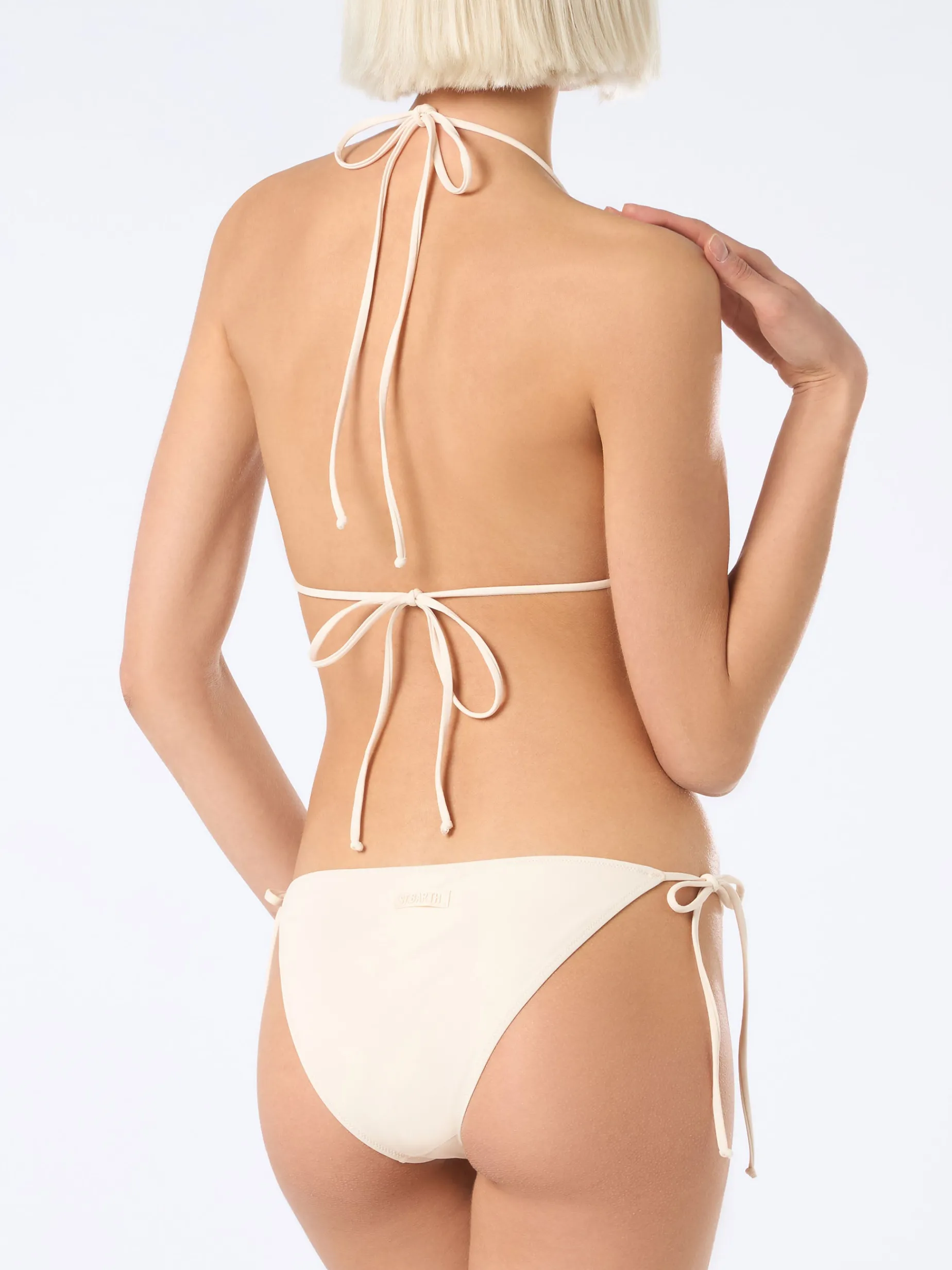 Damen-Triangel-Bikini in Beige mit Strasssteinen