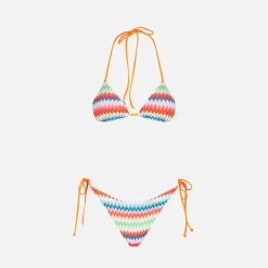 Damen-Triangel-Bikini mit aufgedrucktem Chevron-Muster