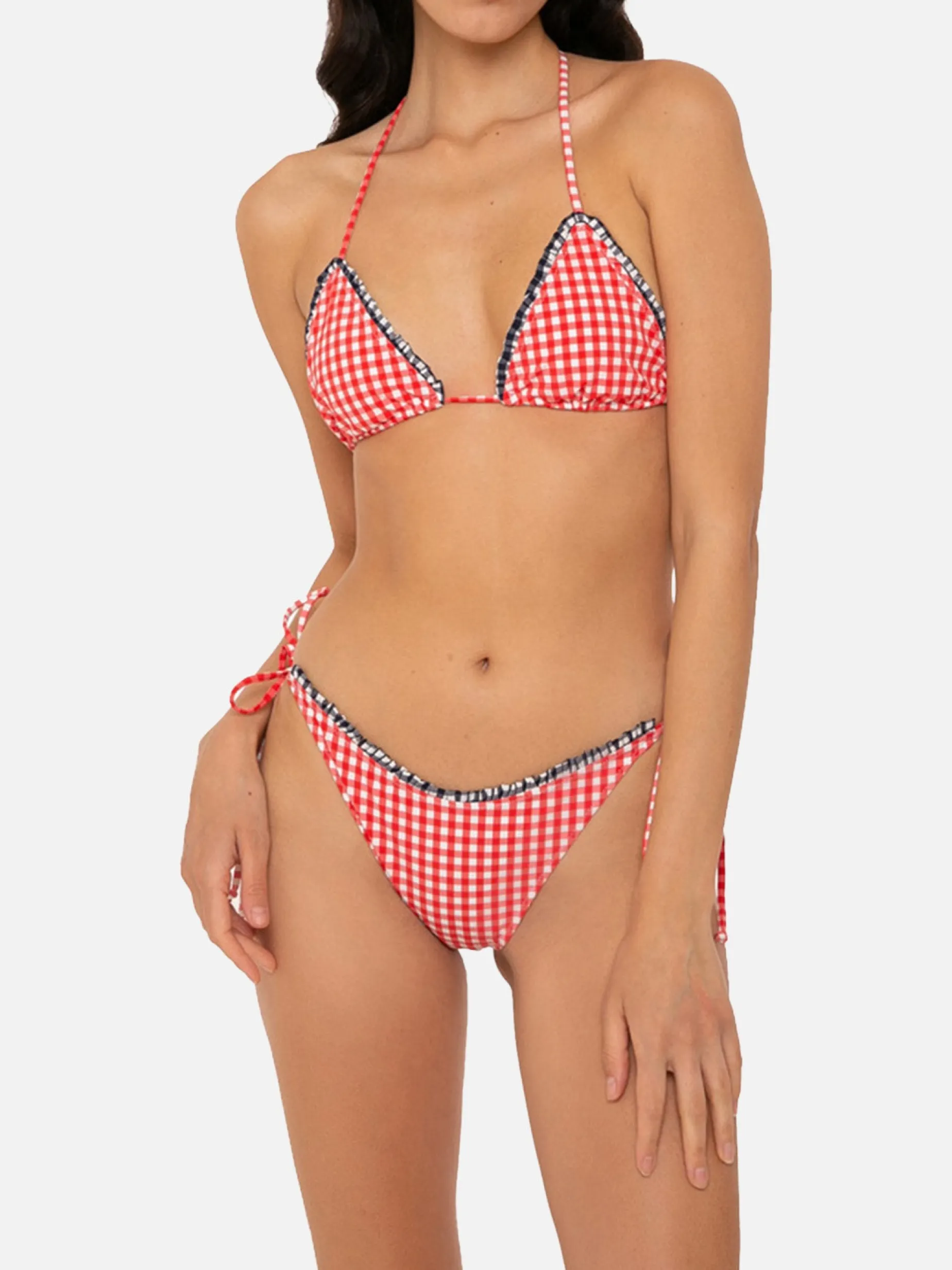 Damen-Triangel-Bikini mit Gingham-Print
