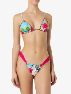 Damen-Triangel-Bikini mit Ibiskus-Print