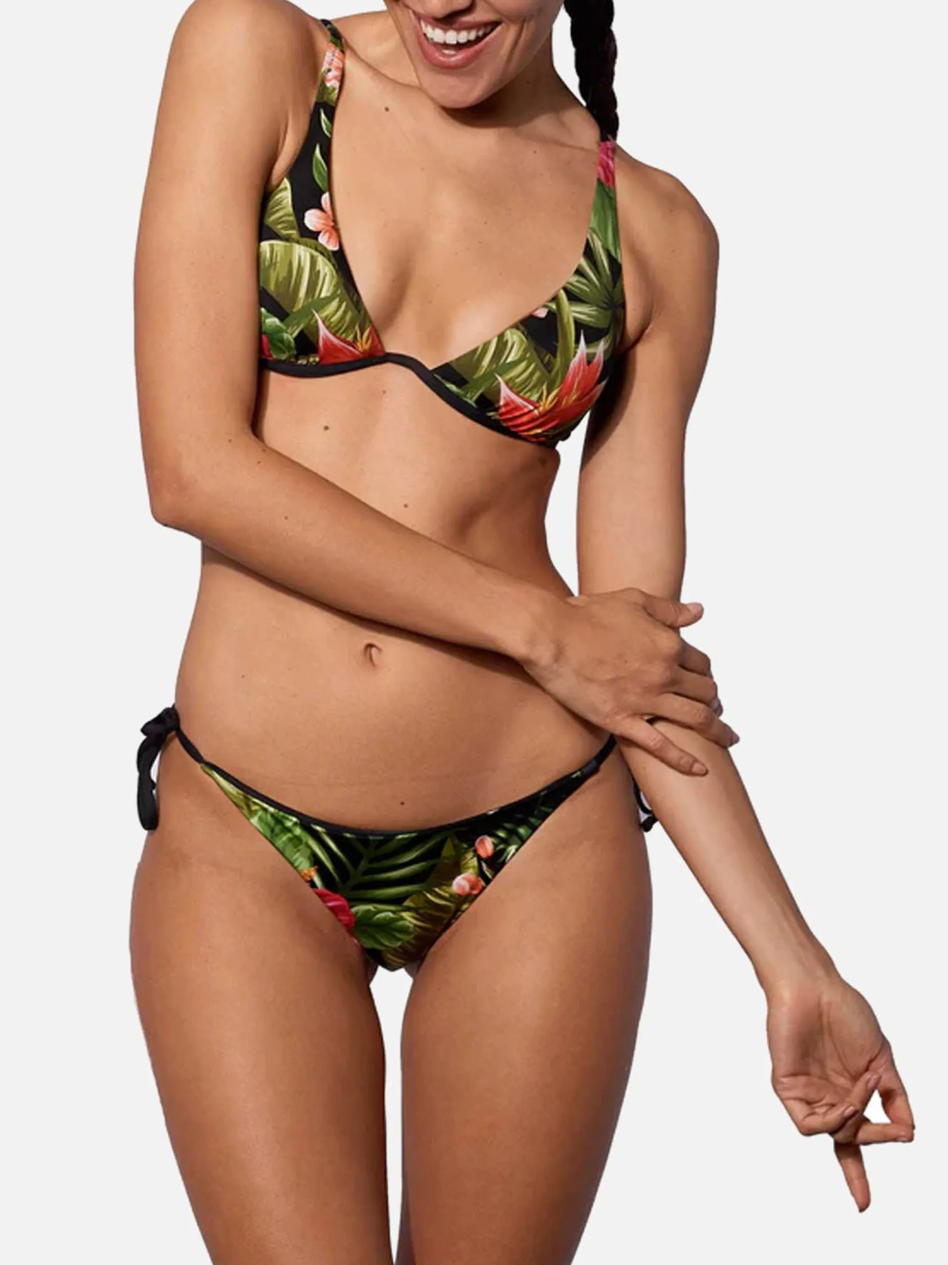 Damen-Triangel-Bikini mit tropischem Ibiskus-Print