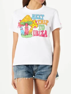 Damen-T-Shirt aus Baumwolle mit Pilz-Print