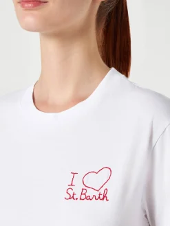 Damen-T-Shirt aus Baumwolle mit aufgesticktem Herz
