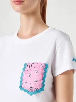 Damen-T-Shirt aus Baumwolle mit Tasche