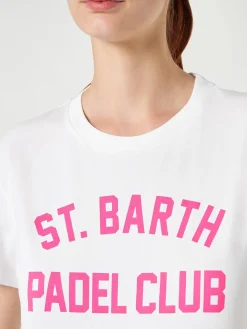 Damen-T-Shirt aus Baumwolle mit Aufdruck St. Barth Padel Club