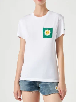 Damen-T-Shirt aus Baumwolle mit Tasche