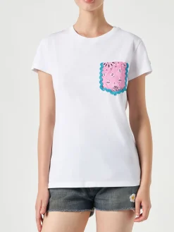 Damen-T-Shirt aus Baumwolle mit Tasche