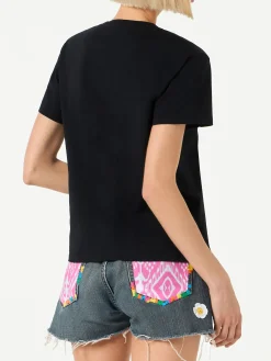 Damen-T-Shirt aus Baumwolle mit „Bride Girl“-Strassstickerei